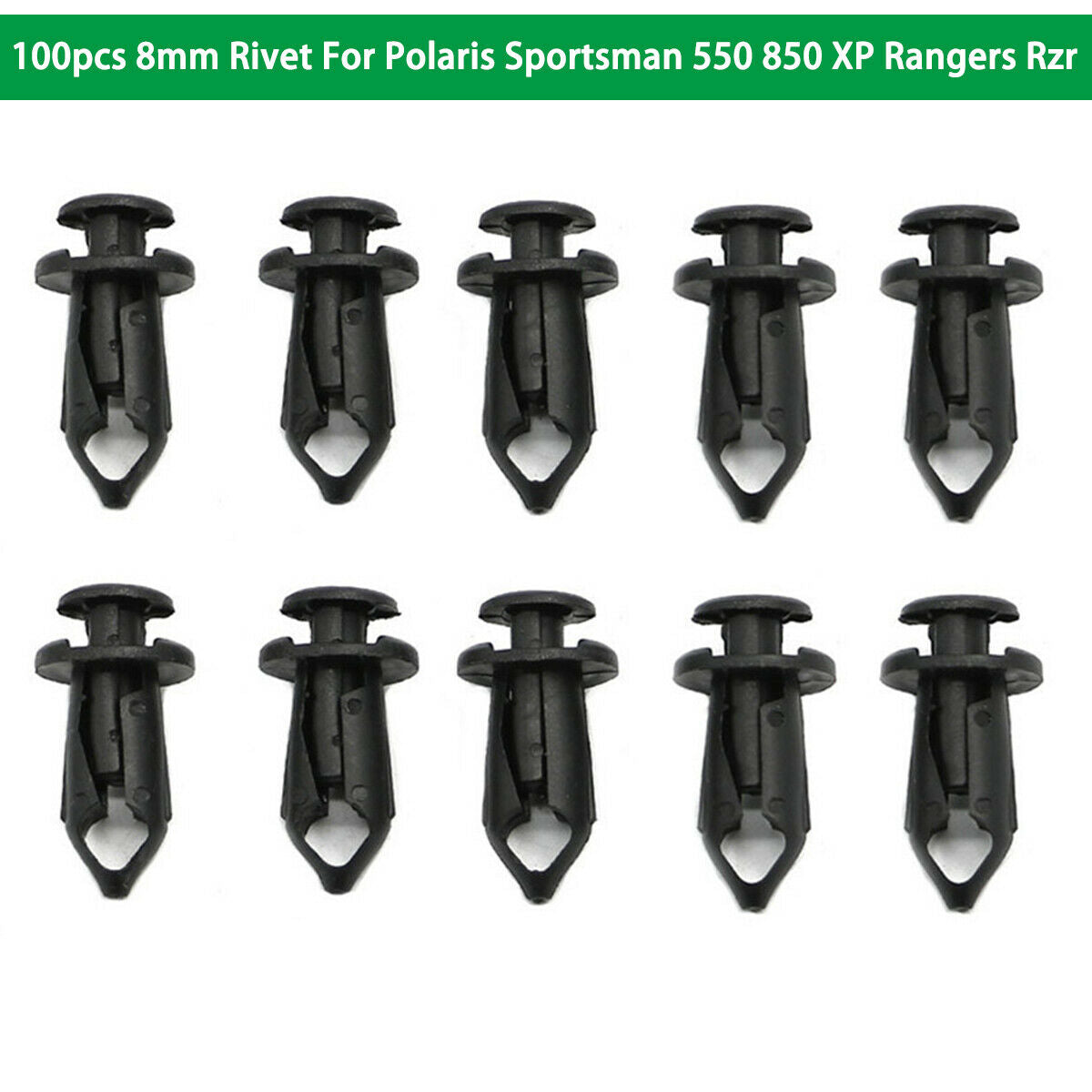 100pcs 8mm Plastic Fastener Rivets ATV UTV SSV Body Bumper Fender Clips
