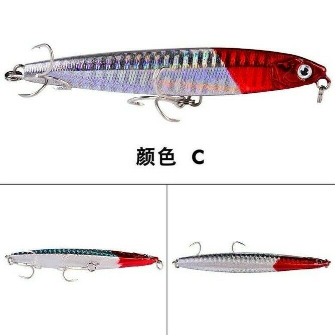 7x 15cm/18g Pencil Sinking Casting Fishing Lures ABS Bait Swimbait Groove Hook