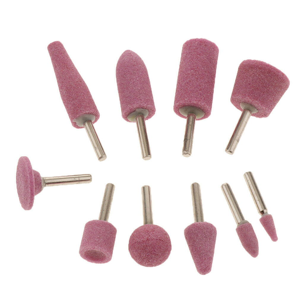10 Pieces Wool Felt Mounted Mandrel Set, 10 Shaped Grinding Head Buffing Bits,
