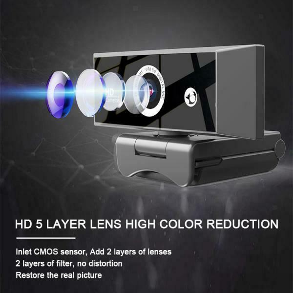USB 2.0 Webcam 1080P HD with Built-in Microphone 360Degrees Rotatable for PC