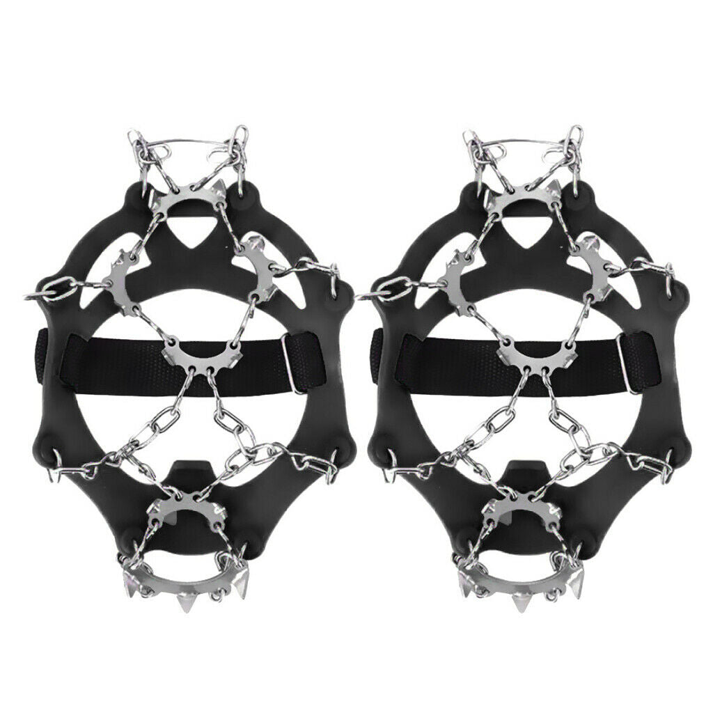 2 Pair 13 Tooth Ice Cleats Crampons Tiger-Shaped for Hiking Walking Jogging