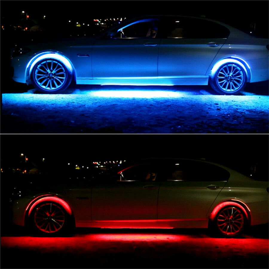 4Pcs LED Strip Under Car Tube Underglow Neon Light Kit Phone APP Sound  Control