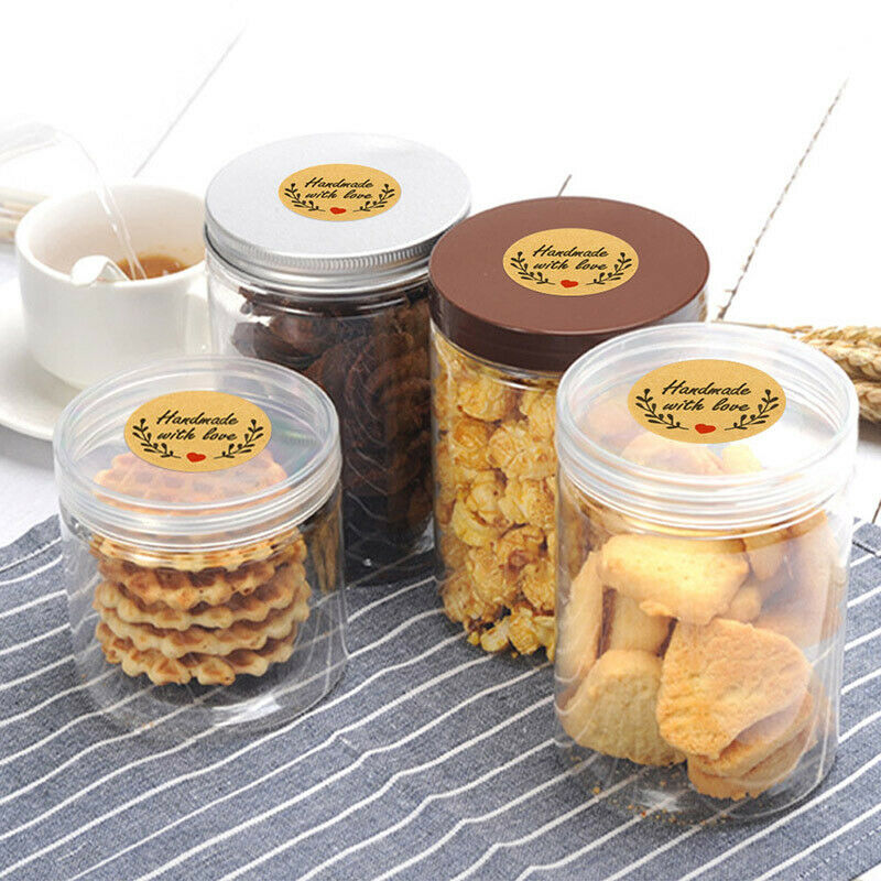 500pcs Round Kraft Handmade With Love Thank you Stickers Seals Party Deco.l8