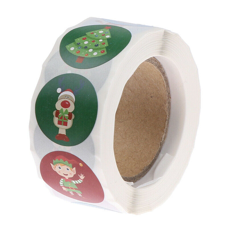 500pcs Round Christmas Stickers rollEnvelope Gift Card Label Sealing Deco FTBUA