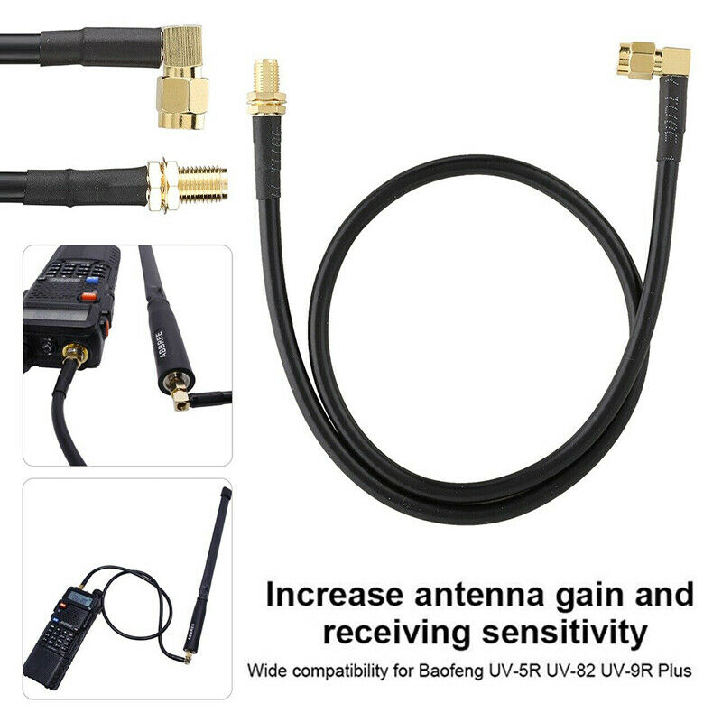 Black SMA Female To Male Antenna Extend Cable For Baofeng UV-5R UV-82 UV-9R Plus