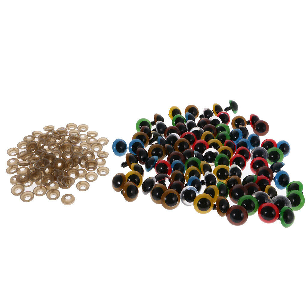 300x Plastic 8mm 10mm 12mm Safety Eyes with Washers for Crafts Plush Animals
