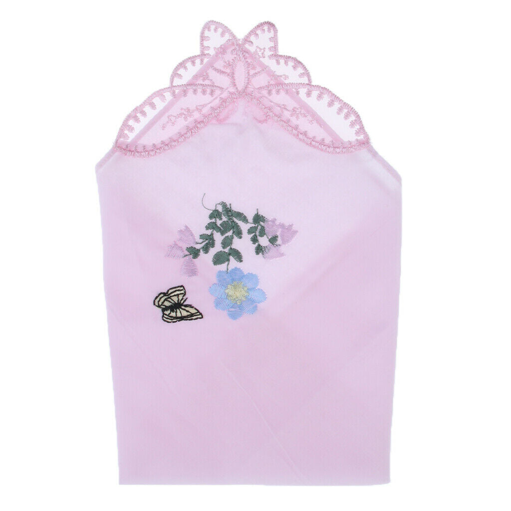Ladies Womens Cotton Handkerchief Floral Embroidered with Lace 5 Pack - Assorted