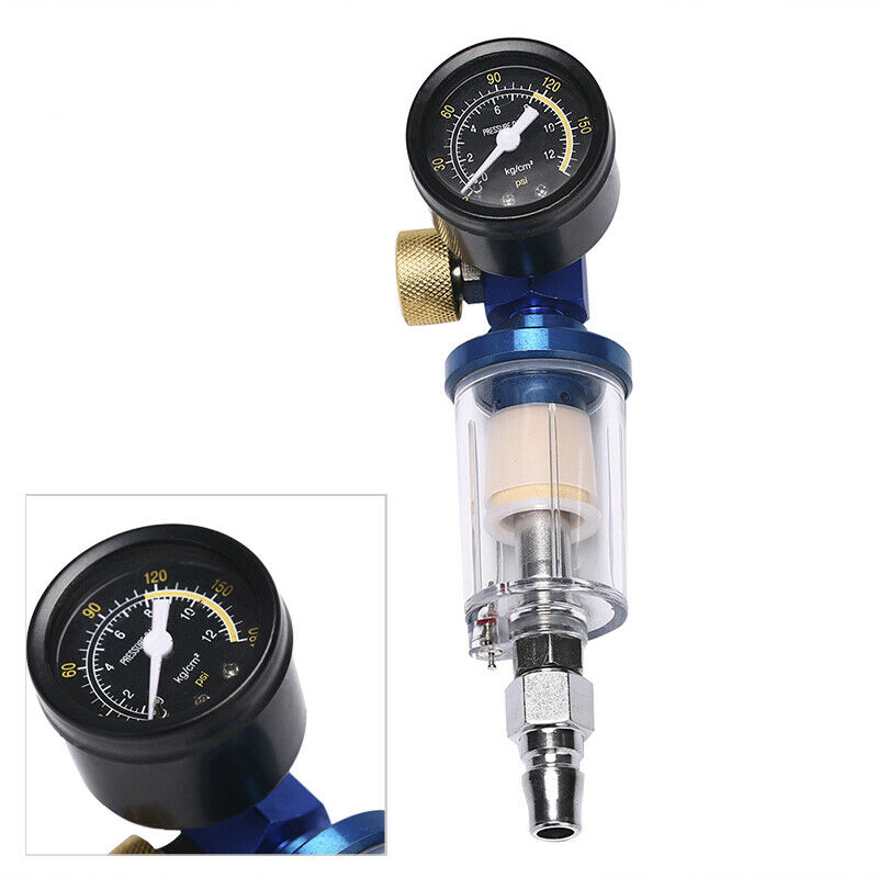 Spray Paint Gun Kit Air Regulator Gauge & In-line Air Oil Water Separator Fil DF