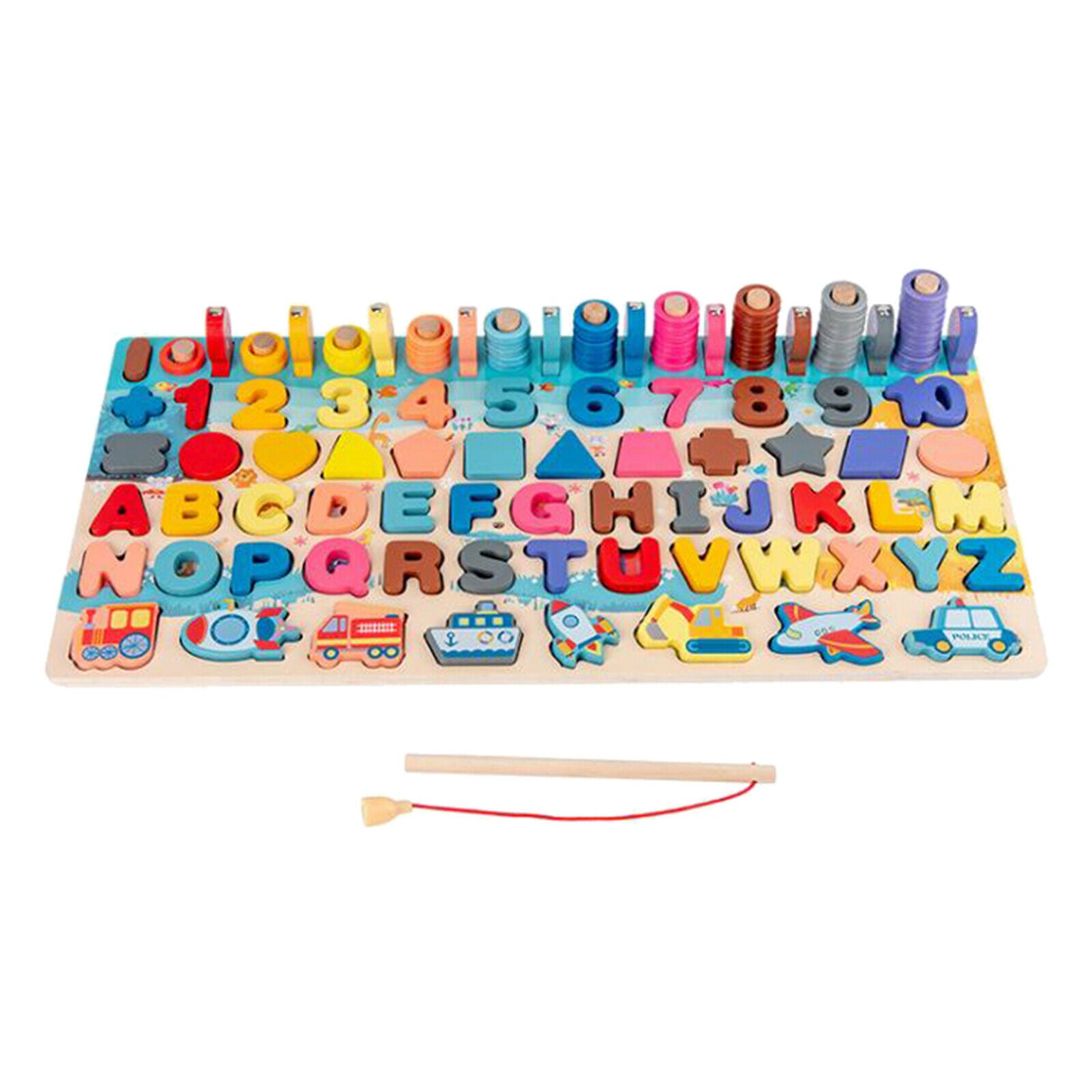 Children Jigsaw Puzzle Wooden Puzzle Math Number Learn Fishing Early Education
