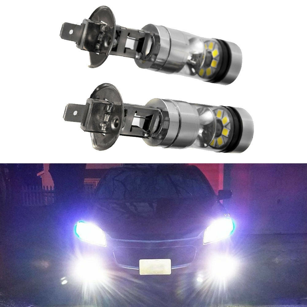 2pcs H1 100W 20*LED Fog Light DRL Bulb DC 12V 1000LM Super Bright 6000K 2323 SMD