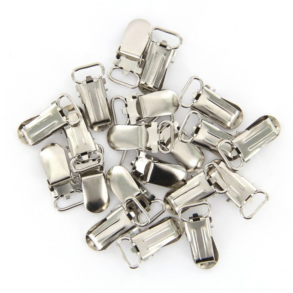 20x Pacifier Suspender Clips Metal Pacifier Clips for Making Holder 28x10mm