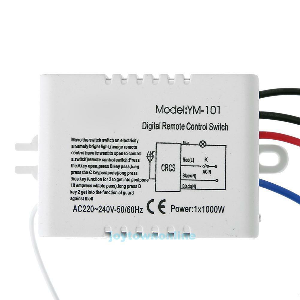 Wireless Light Switch w/ Receiver for LED Lamp 220V ON/OFF RF Remote Controls US