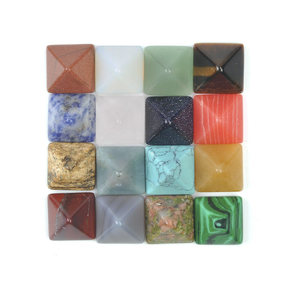 7x Engraved Chakra Stones Crystal Reiki Healing Pyramid Energy Natural Gemstones