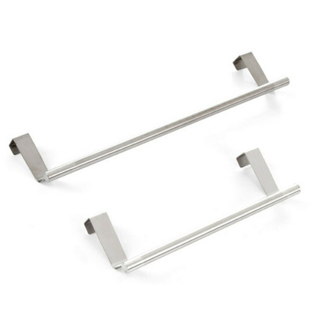 2Pcs Stainless Steel Towel Cupboard Door Kitchen Towel Over Holder