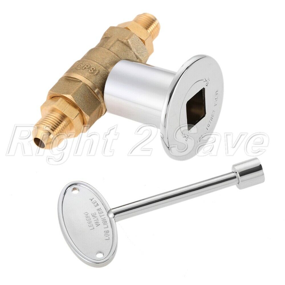 1/2"NPT Straight 1/4 Turn Shut Off Ball Valve Brass Chrome NG LP Gas Fire Pit