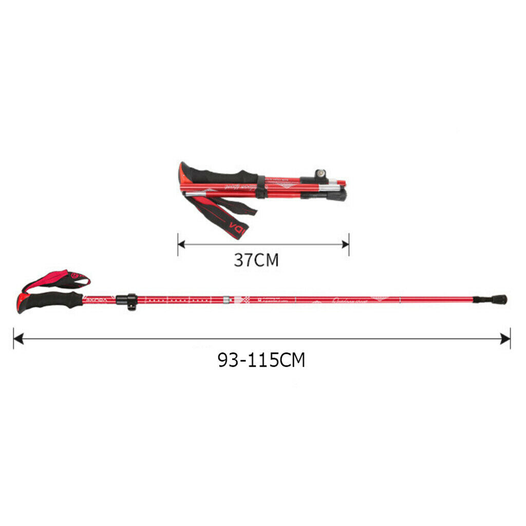 Collapsible Telescopic Hiking Trekking Pole Adjustable Walking Stick Red