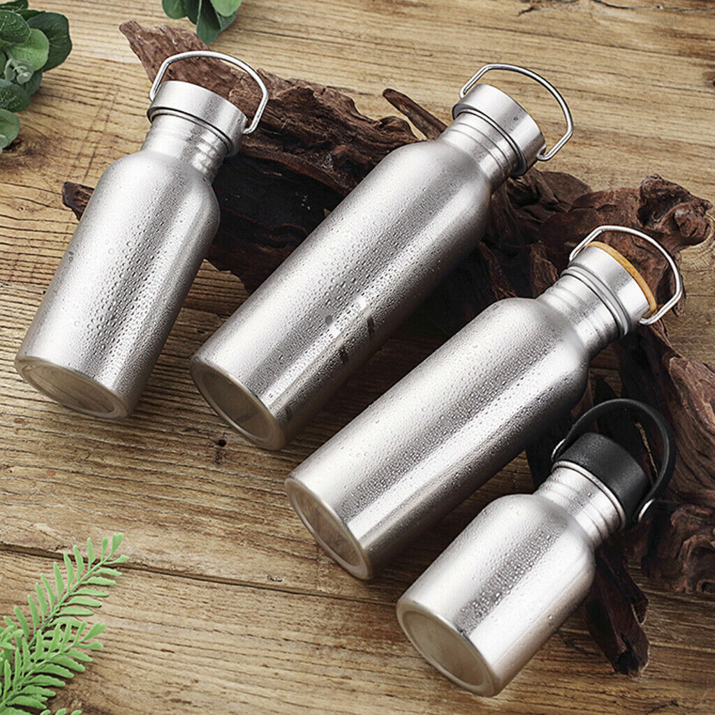 Stainless Steel Water Bottle Jug for Sports Bamboo Lid 600 & 750ML BPA Free