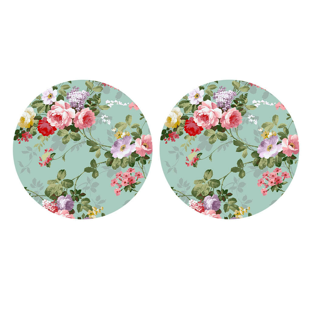 2pcs Polyester Table Cover Kitchen Elastic Edged Tablecloth Floral Pattern