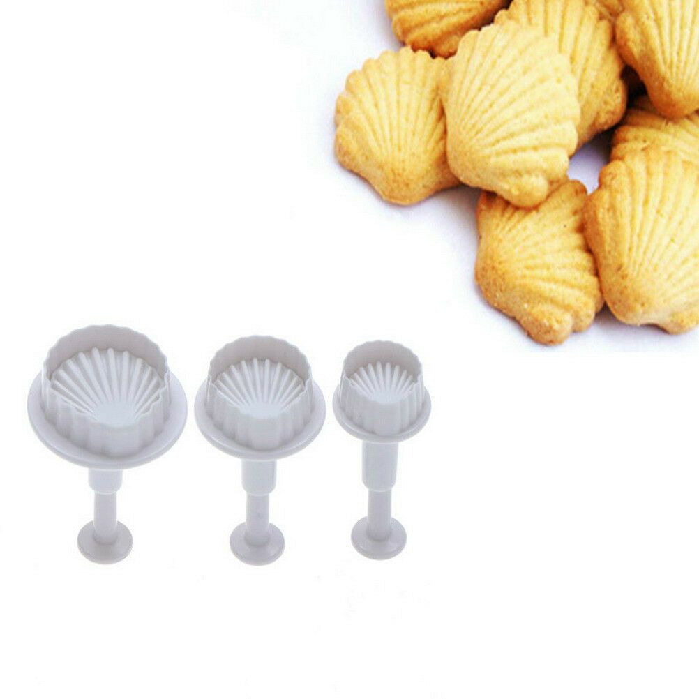 3x Shell Shape Plunger Cutter Fondant Cake Decor Tools SugarCraft Cookie`M.l8