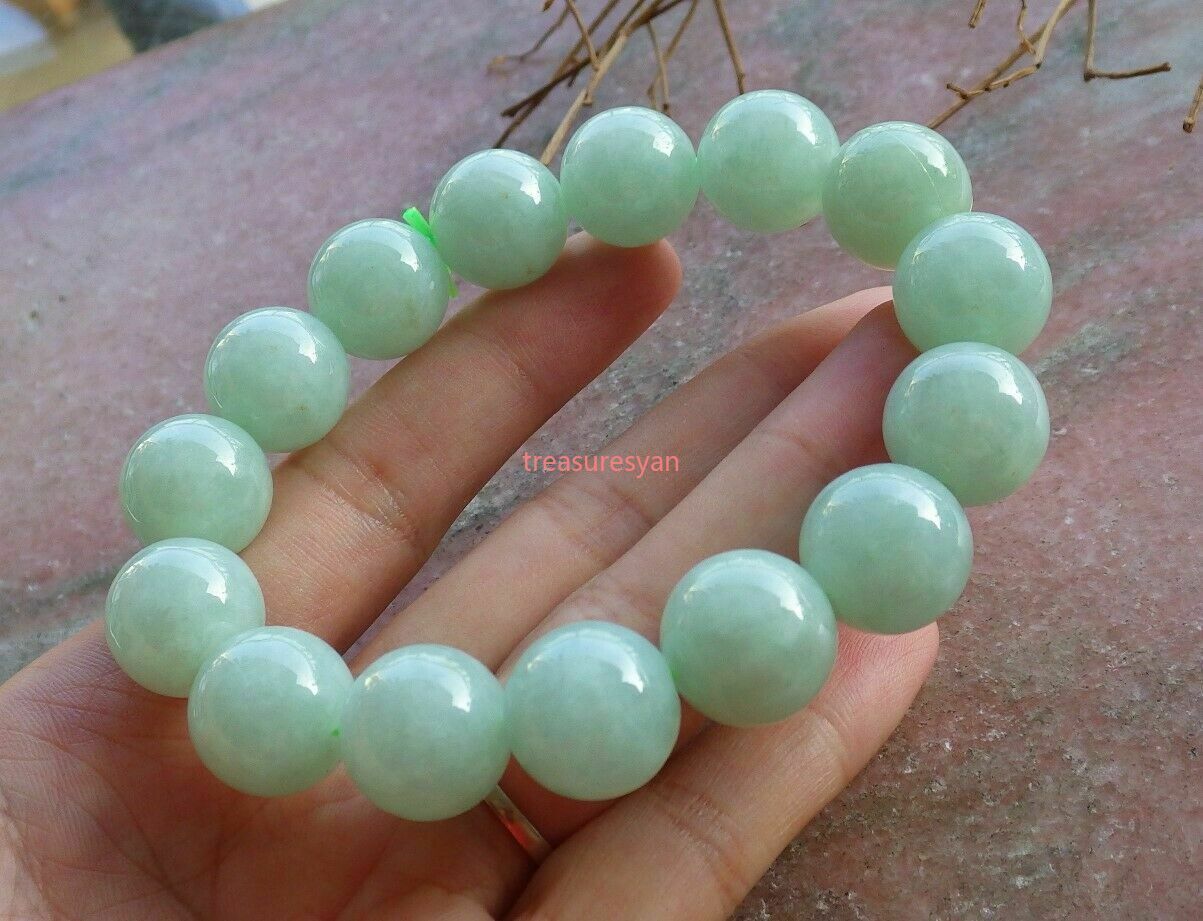 Certified Green 100% Natural A JADE Jadeite Beads Bangle Bracelet 12-13mm