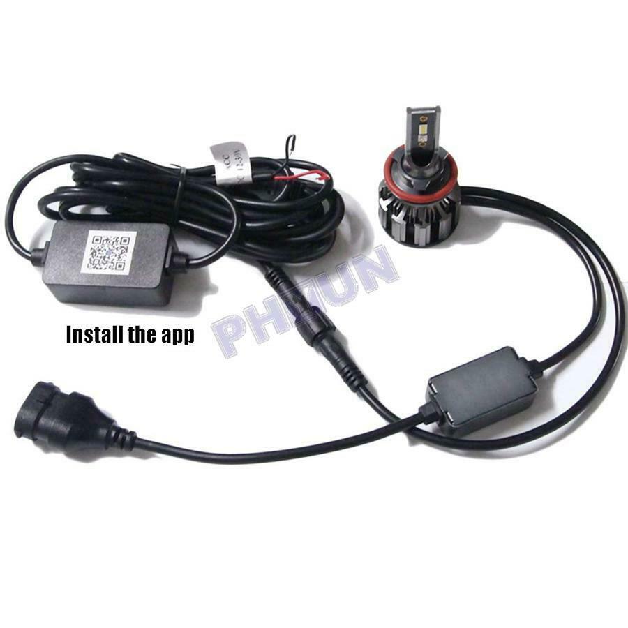 2Pcs 72W LED Car Headlight Bulb Kit H8 H9 H11 Phone Bluetooth Control DC 10V-30V