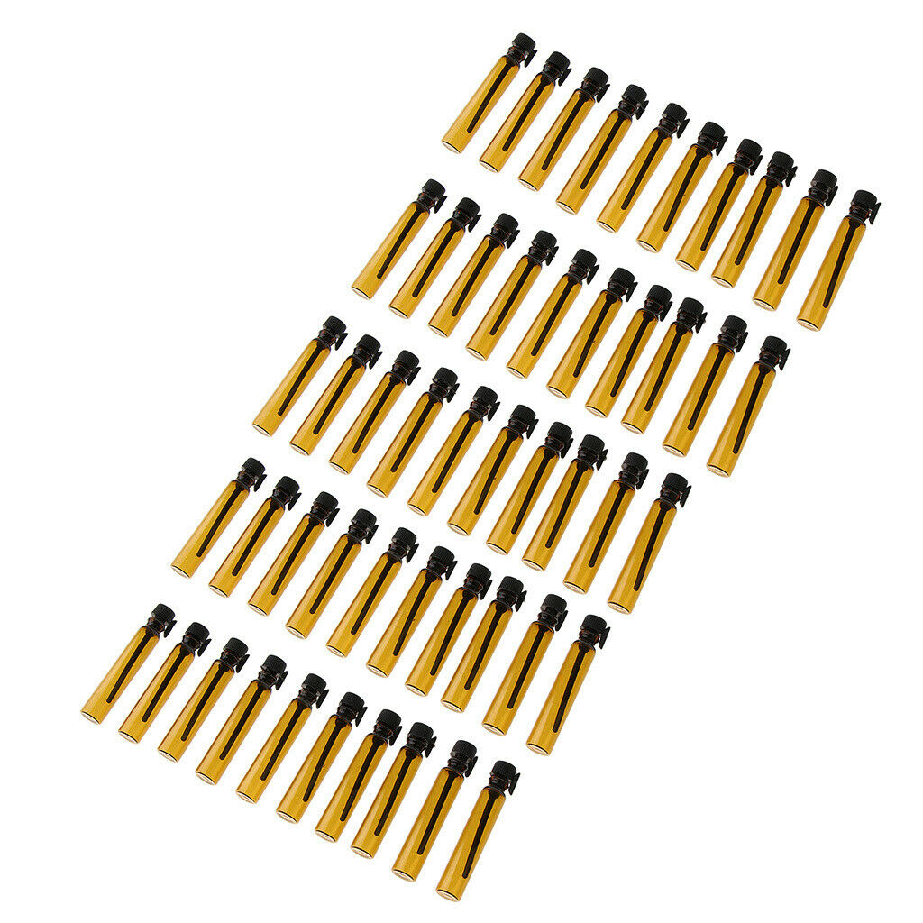 50 Pack Refillable Empty Glass Essential Oils Bottles, 2ml