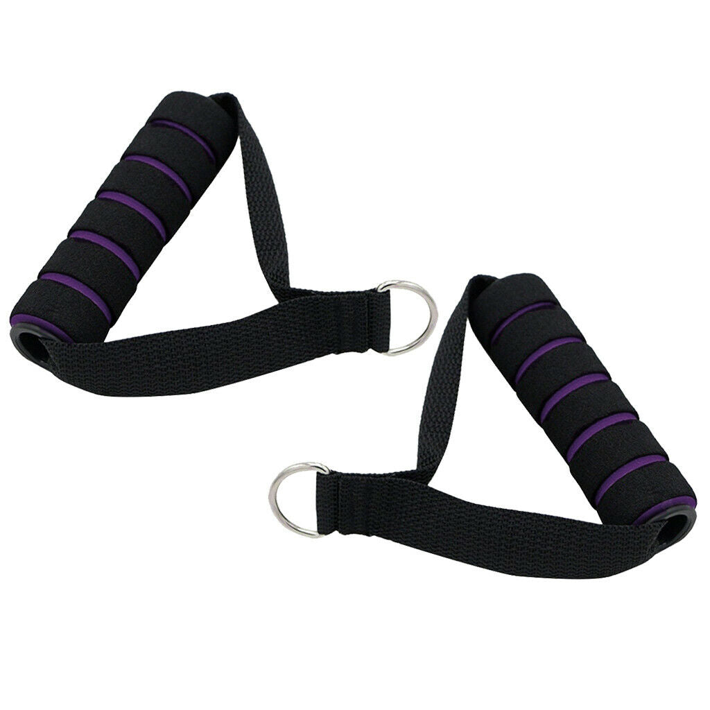 Resistance Bands Handle with Strong Nylon Strap black and  purple