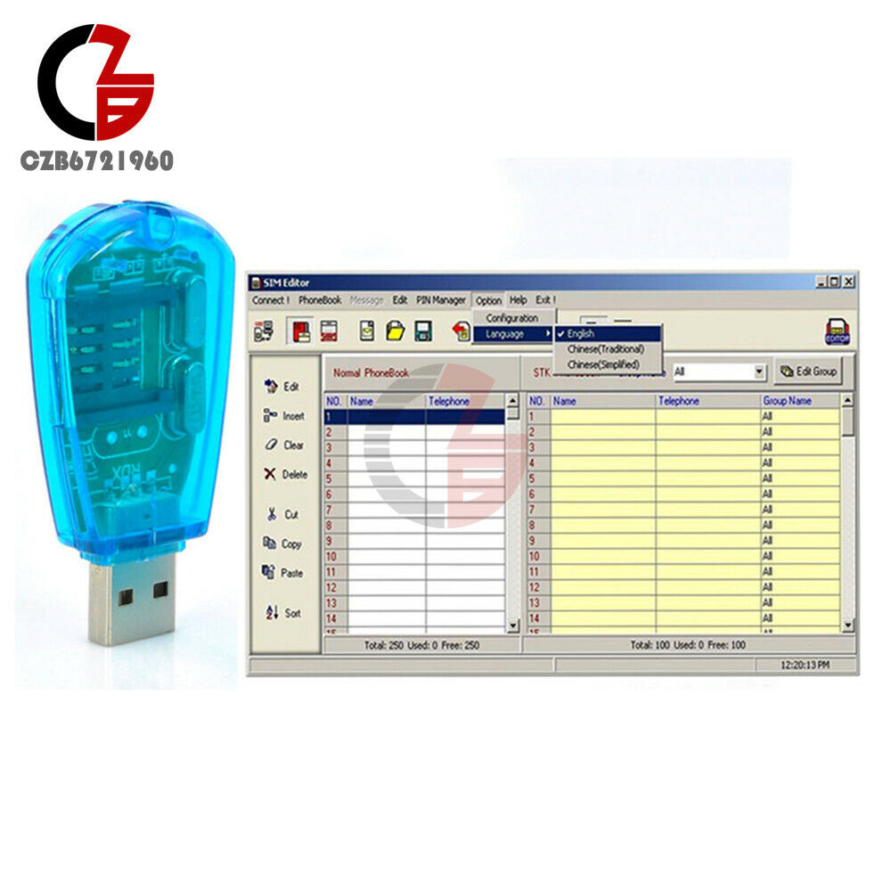 Blue USB Cellphone Standard SIM Card Reader Copy Clon Writer SMS Backup GSM/CDMA