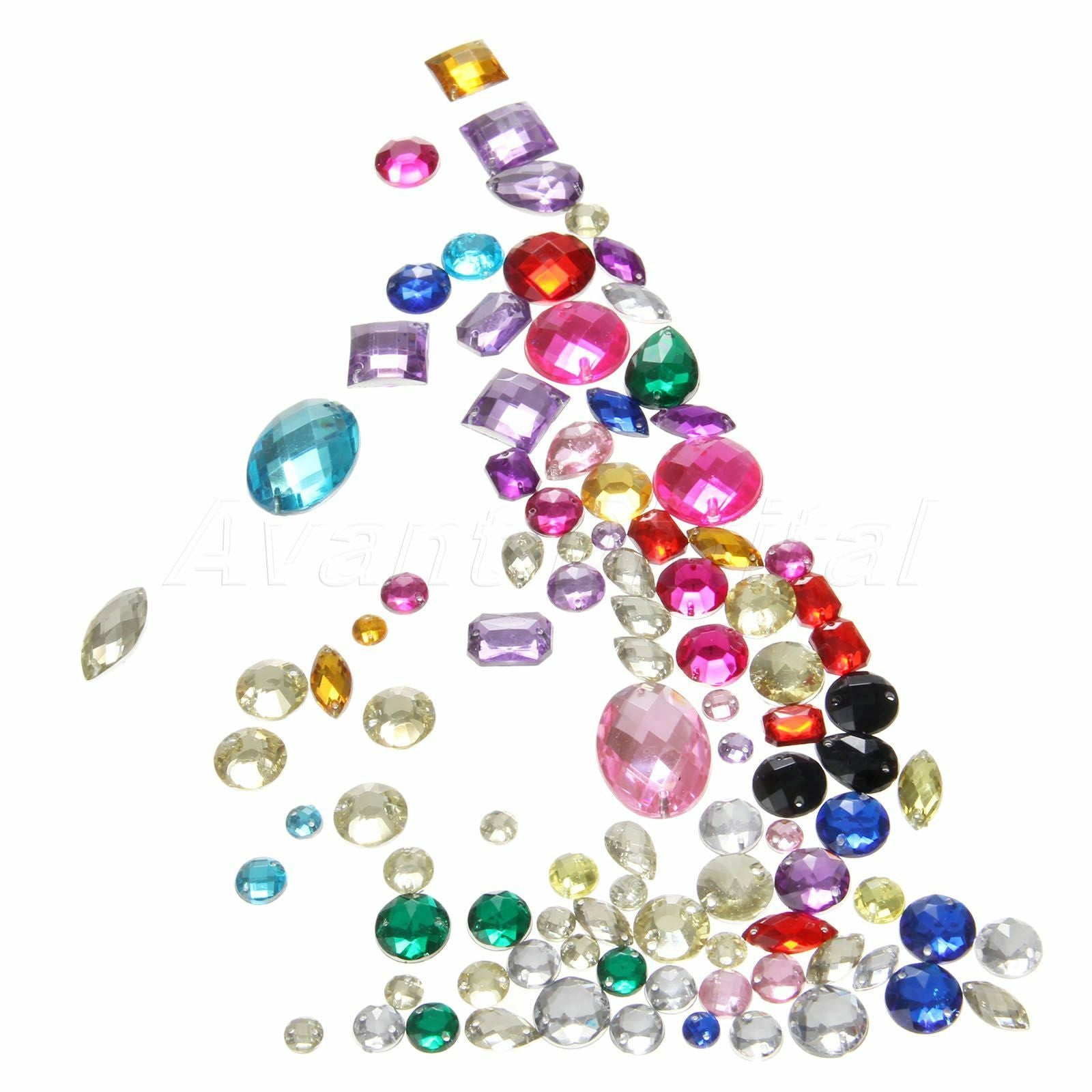 100pcs Sew On Crystal 6-25mm Rhinestone Teardrop AB Glass Sewing Gem Flatback