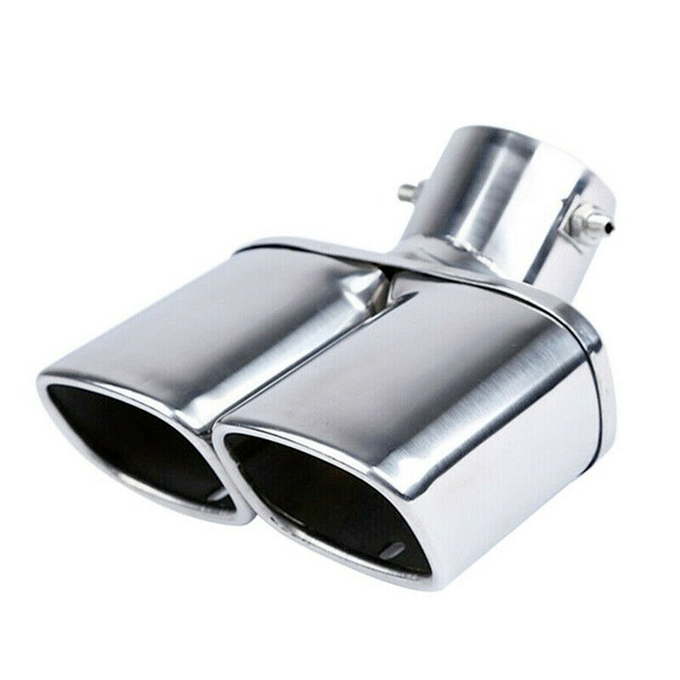 Car Dual Exhaust Tip Square Tail Pipe Muffler Chrome Stainless Steel 63mm/2.5"