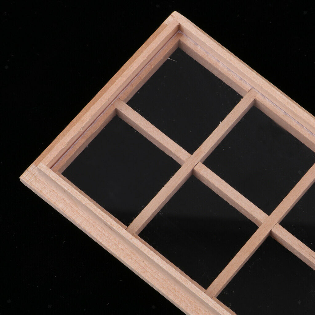 2 lot 1/12 Scale 8-Pane Door Window Frame for Bedroom Bathroom Kitchen