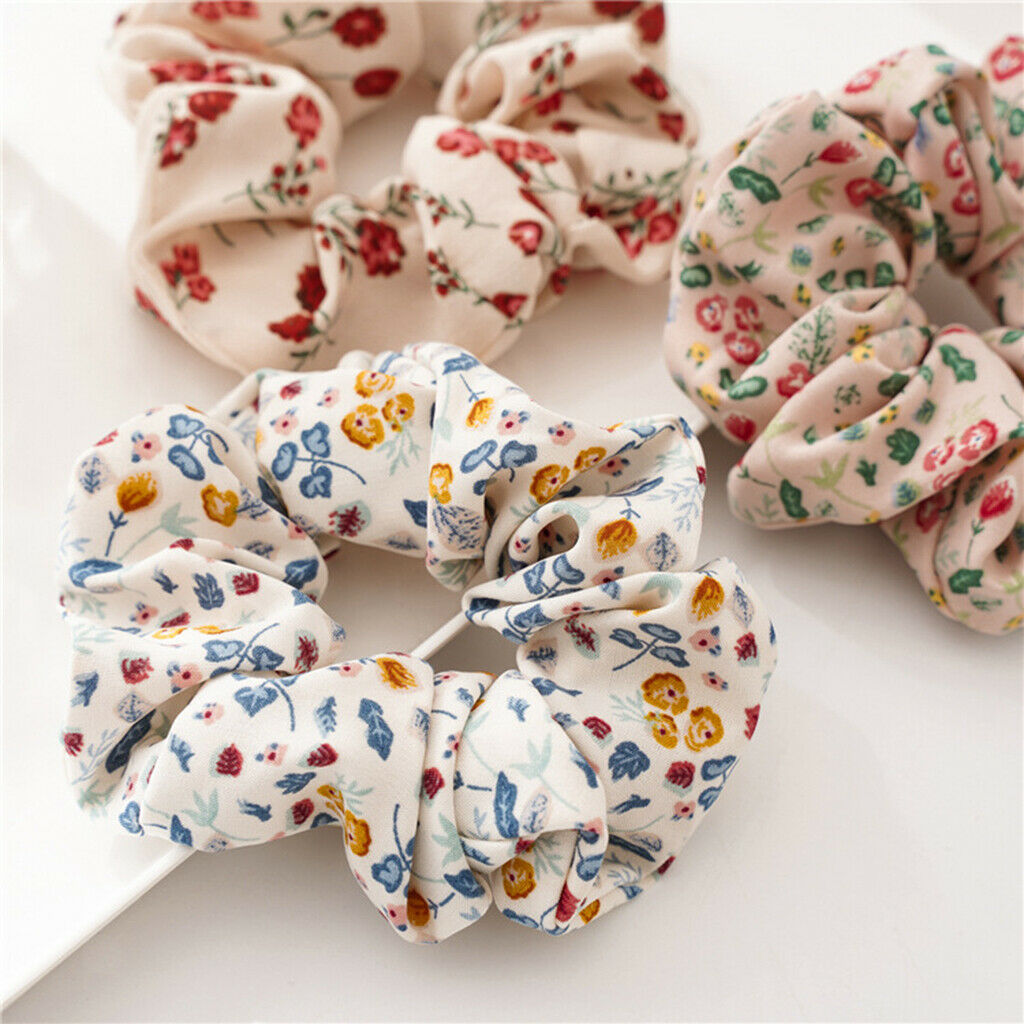 5Pcs Womens Flower Hair Scrunchies Assorted Stretchy Hair Rope Ties Updo