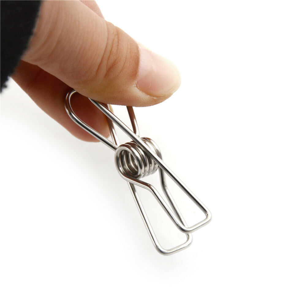 10Pcs Metal Clothes Pegs Stainless Steel Washing Line Hanger Photos Cli.l8