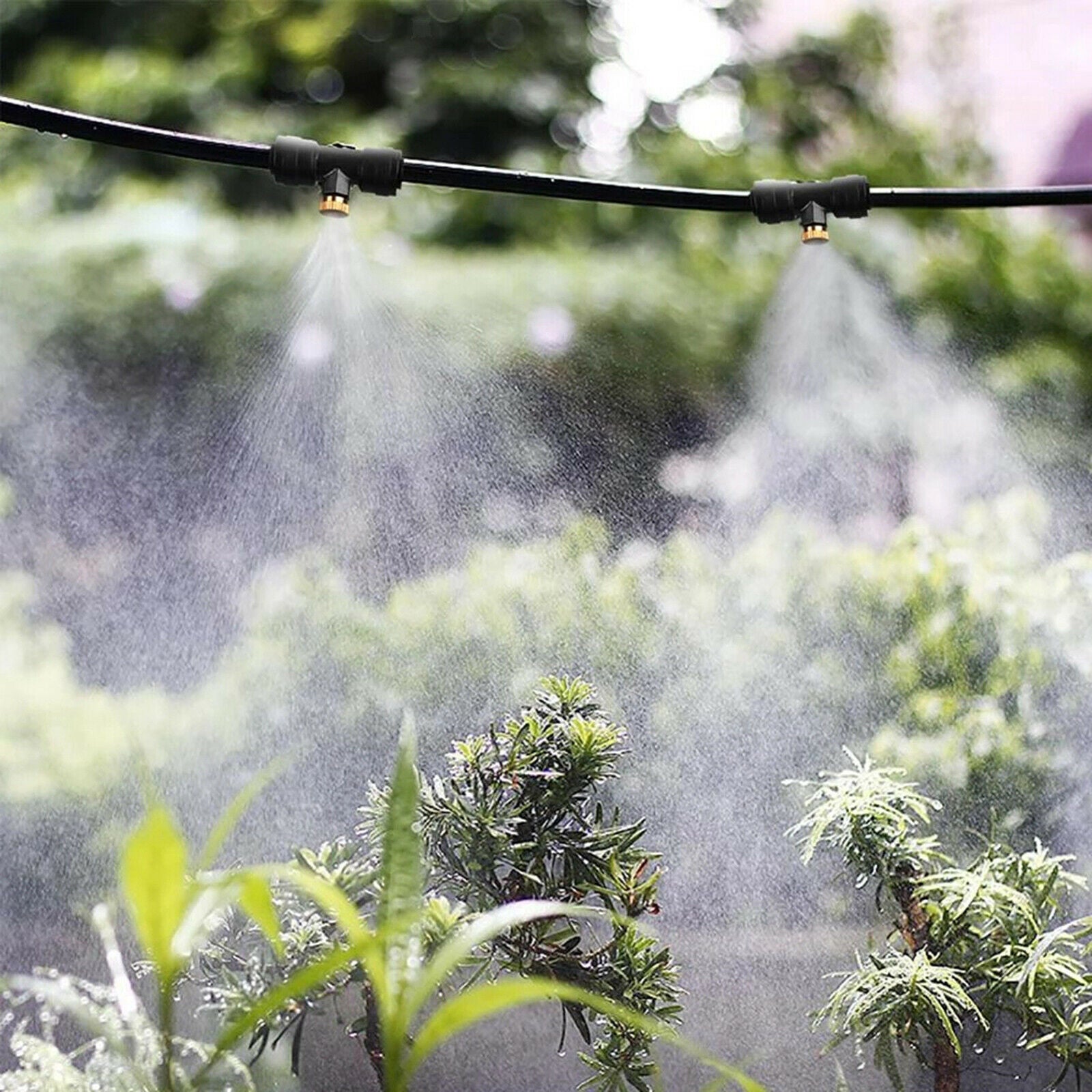 Low Pressure Water Spray Misting Hose Sprinkler Cooling System Kit 6m Long Black