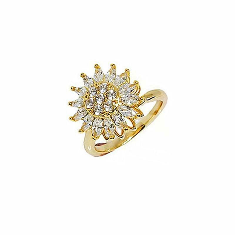 Fashion Adjustable Sunflower Spinner Ring Retro Open Fidget Anxiety Ring Jewelry