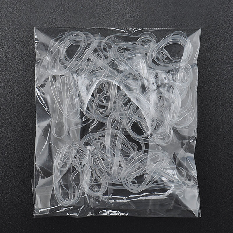 Fashion 200pcs Hair Tie Band Ponytail Holder Elastic Rubber Clear White Women