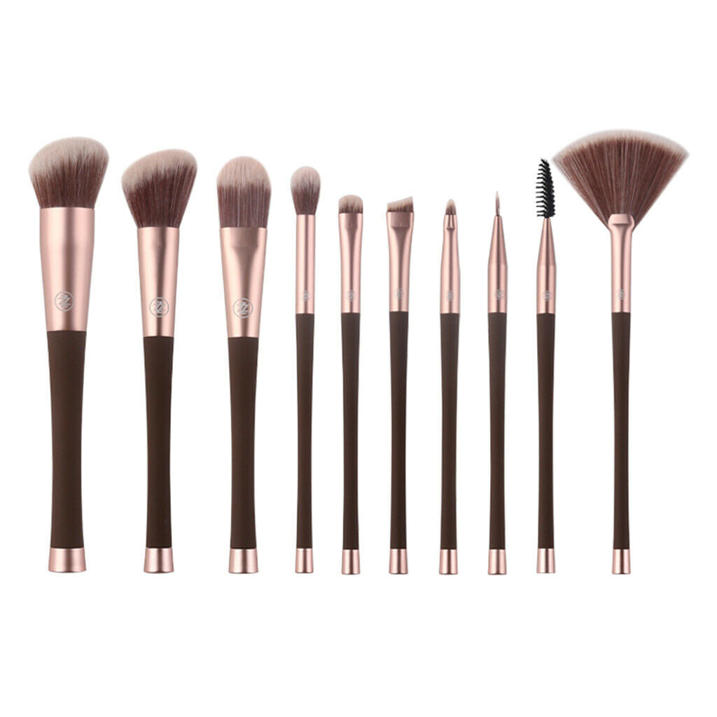10x Synthetic Makeup Foundation Concealer Bronzer Liquid Brush Kit Brown