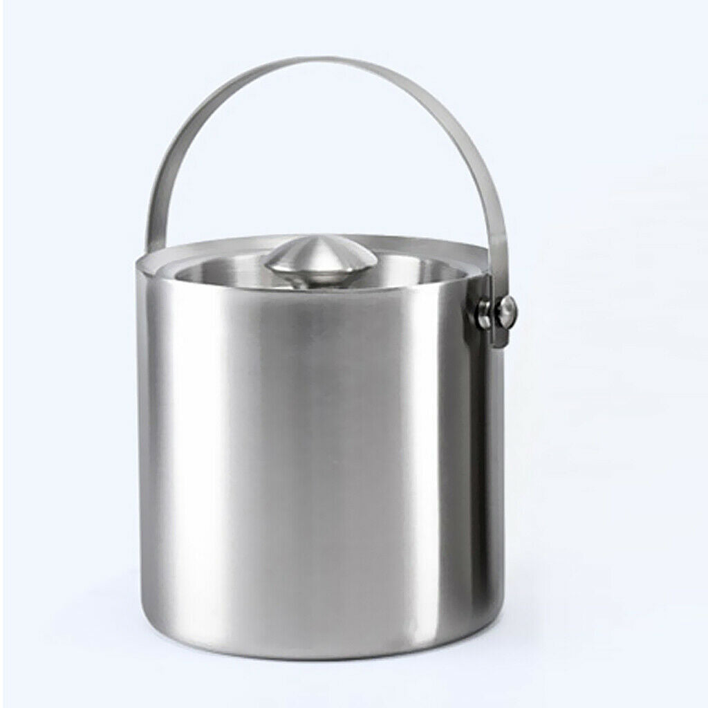 Stainless Steel Double Walled Insulated Ice Bucket Wine Cooler with Lid 3L