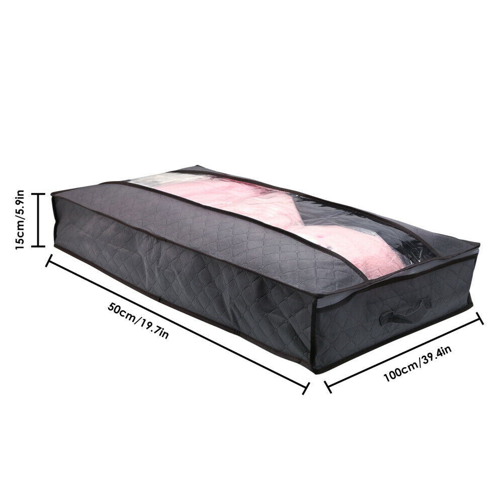 Flexible Zippered Underbed Storage Bag for Comforter Blanket Packing Storage