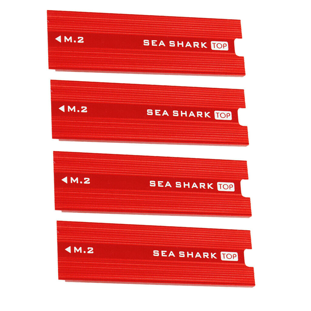 4 Pieces Aluminum Heatsink for PCIe NVMe M.2 NGFF SSD with Thermal Pad-Red