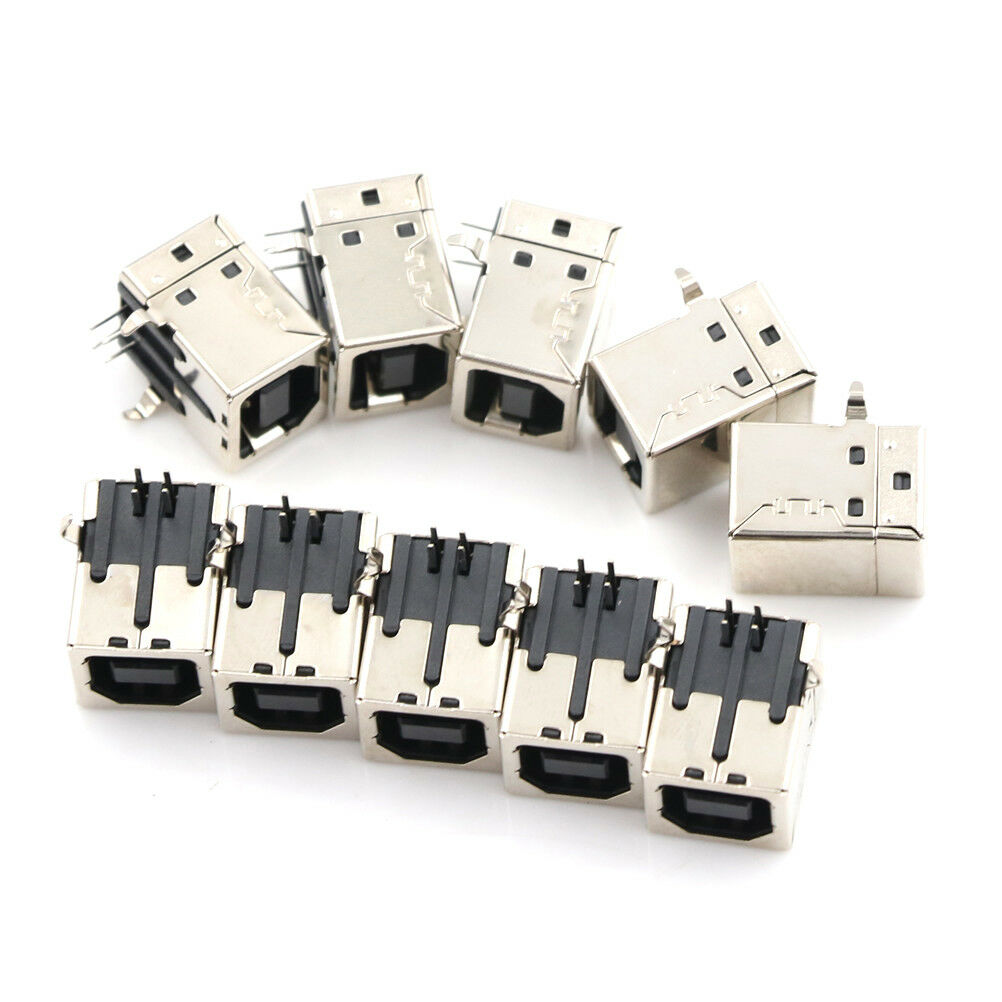 10Pcs USB Female Type-B Port 4-Pin Right Angle PCB DIP Jack Socket_shY tHSJCA