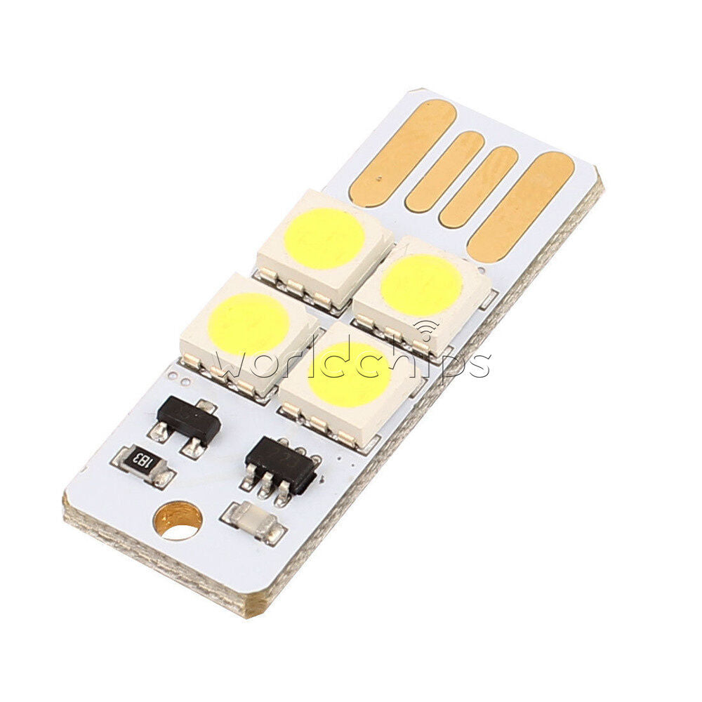 2pcs Pocket Mini USB Touch switch 4LED Night Light Bulb Card Lamp Keychain White