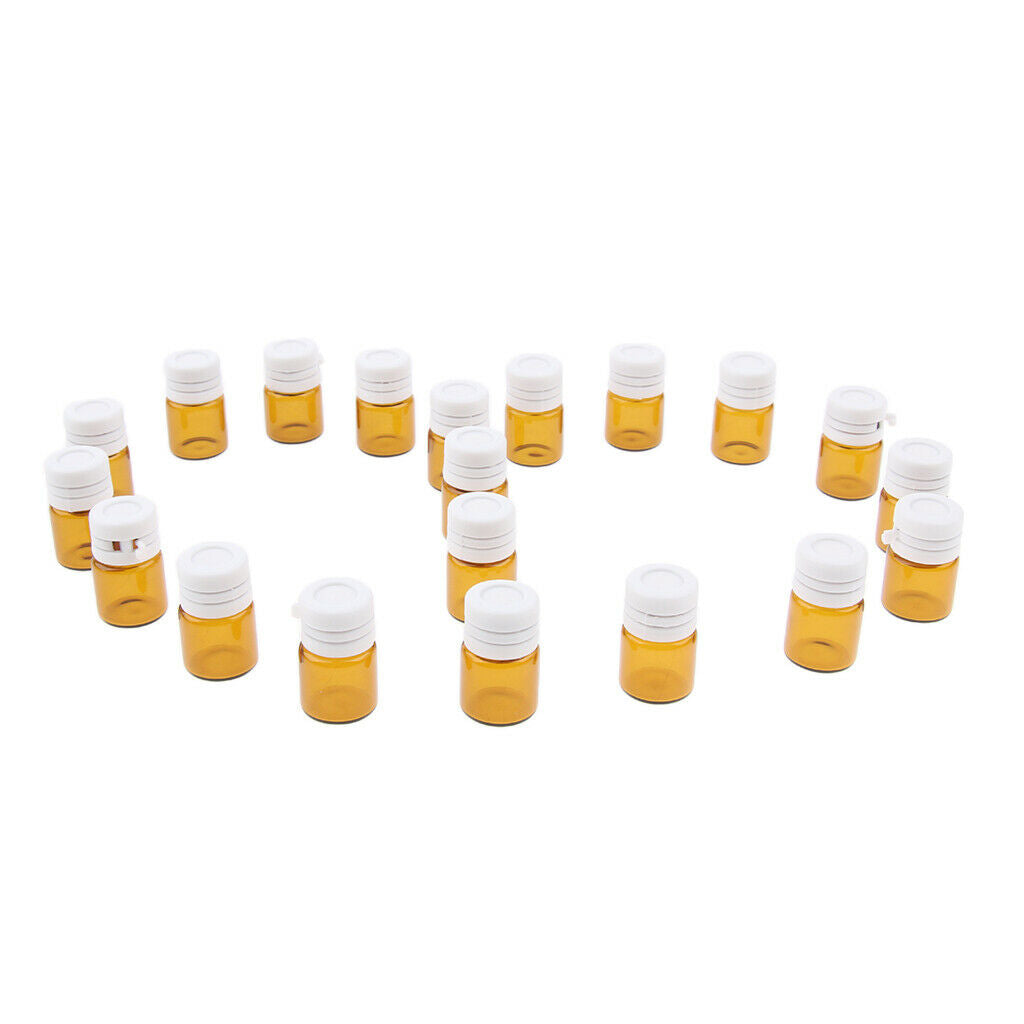 40 PCS Mini Amber Glass Vial Essential Oil Sample Bottles Containter 2ml/1ml