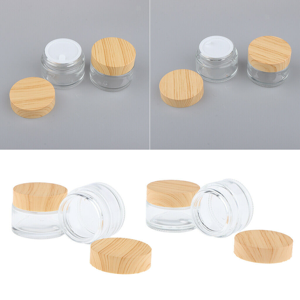 30g + 50g,Empty,Frosted Glass Pot Jars,Cosmetic Containers,4pcs