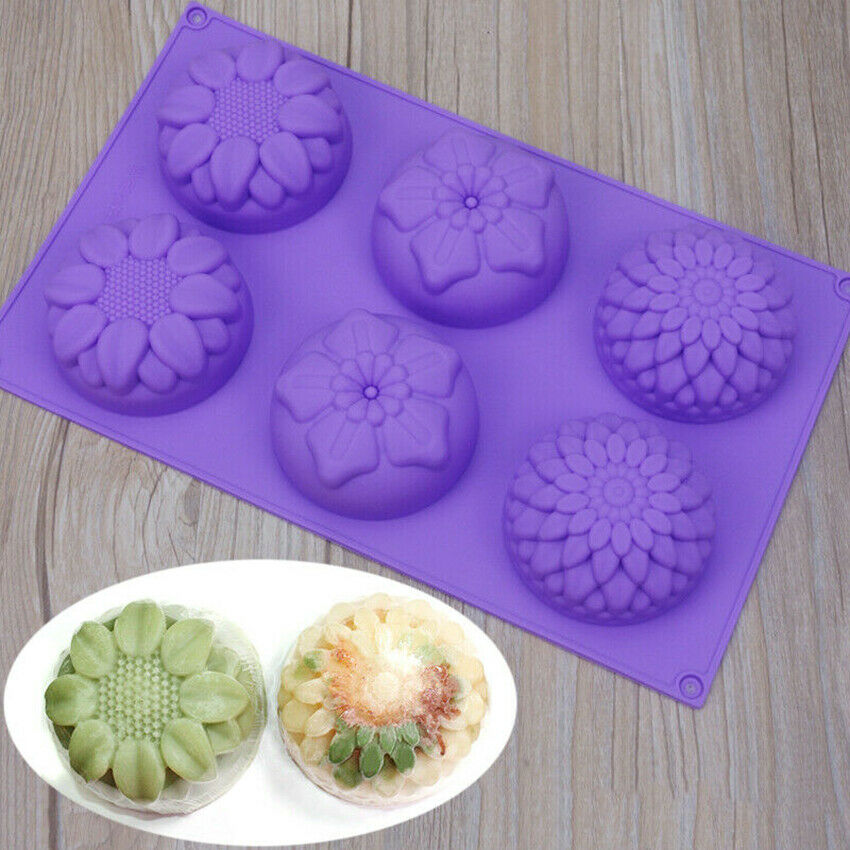 6 Cavity Flower Shaped Silicone DIY Handmade Soap Candle Mold Craft Baking