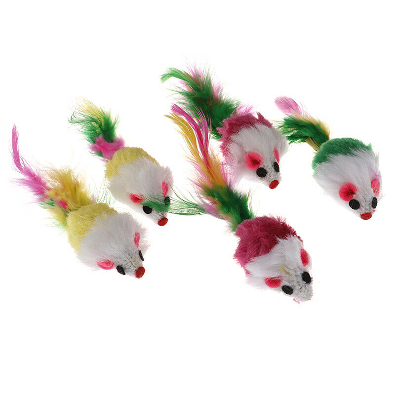 Mini Mouse Pet Cat Interactive Toys Cat Kitten with Colorful FeatherPlush.l8