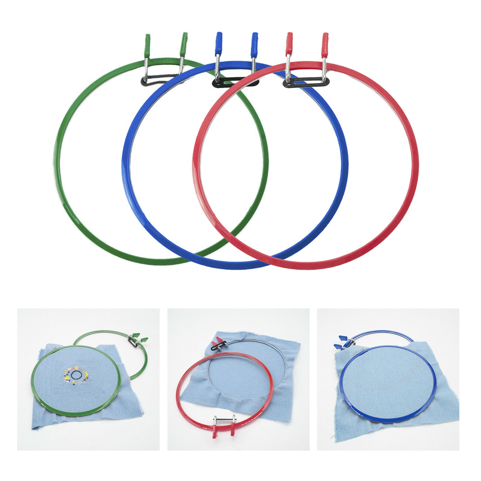 3pcs Embroidery Hoop Plastic Spring Tension Frame Ring Kid DIY Art Supplies