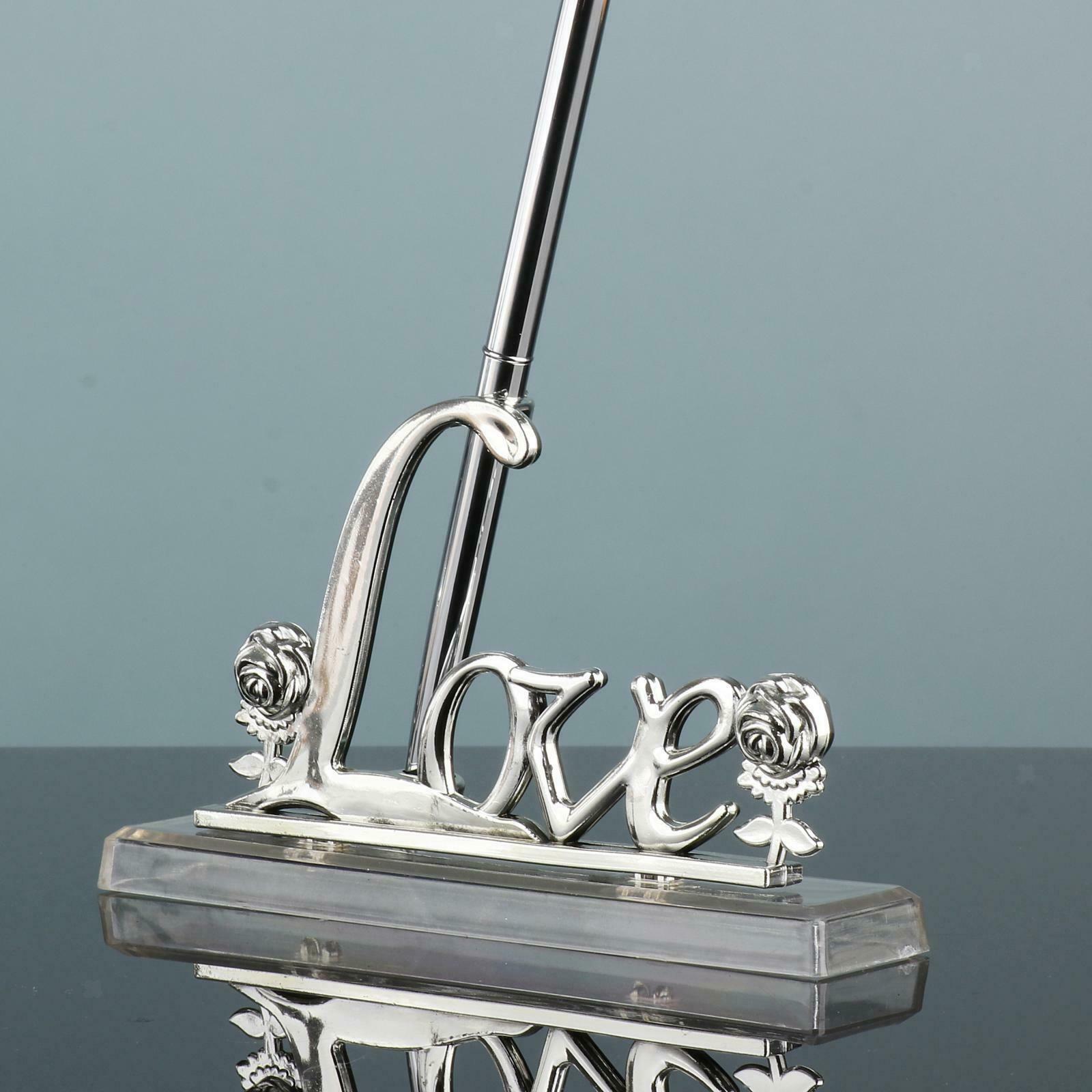 Wedding Guest Book Feather Marking Pen w / Pen Holder Set Table Decor