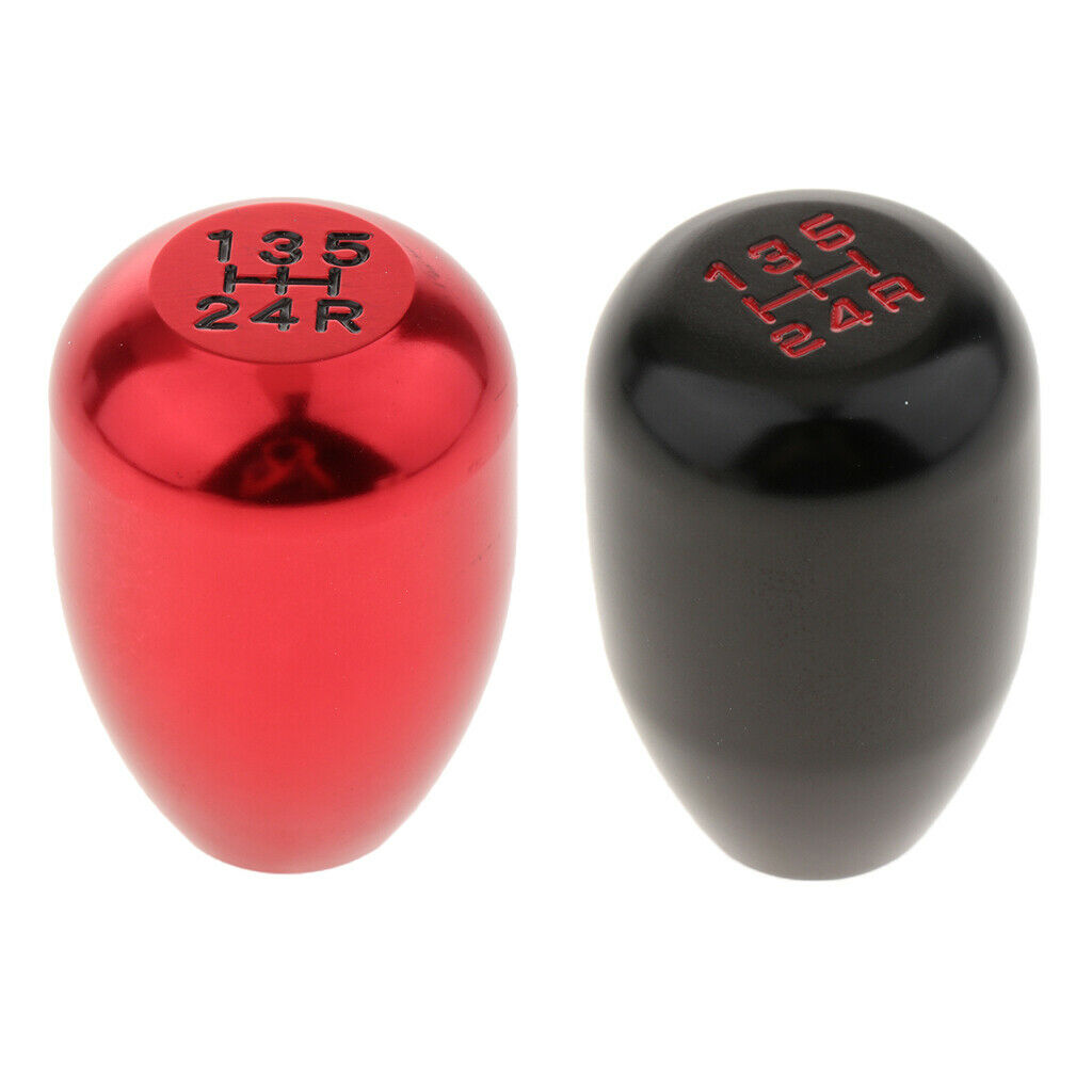Universal Auto CNC Handle 5-Speed Shift Knob with Adapter Anodized Black/Red