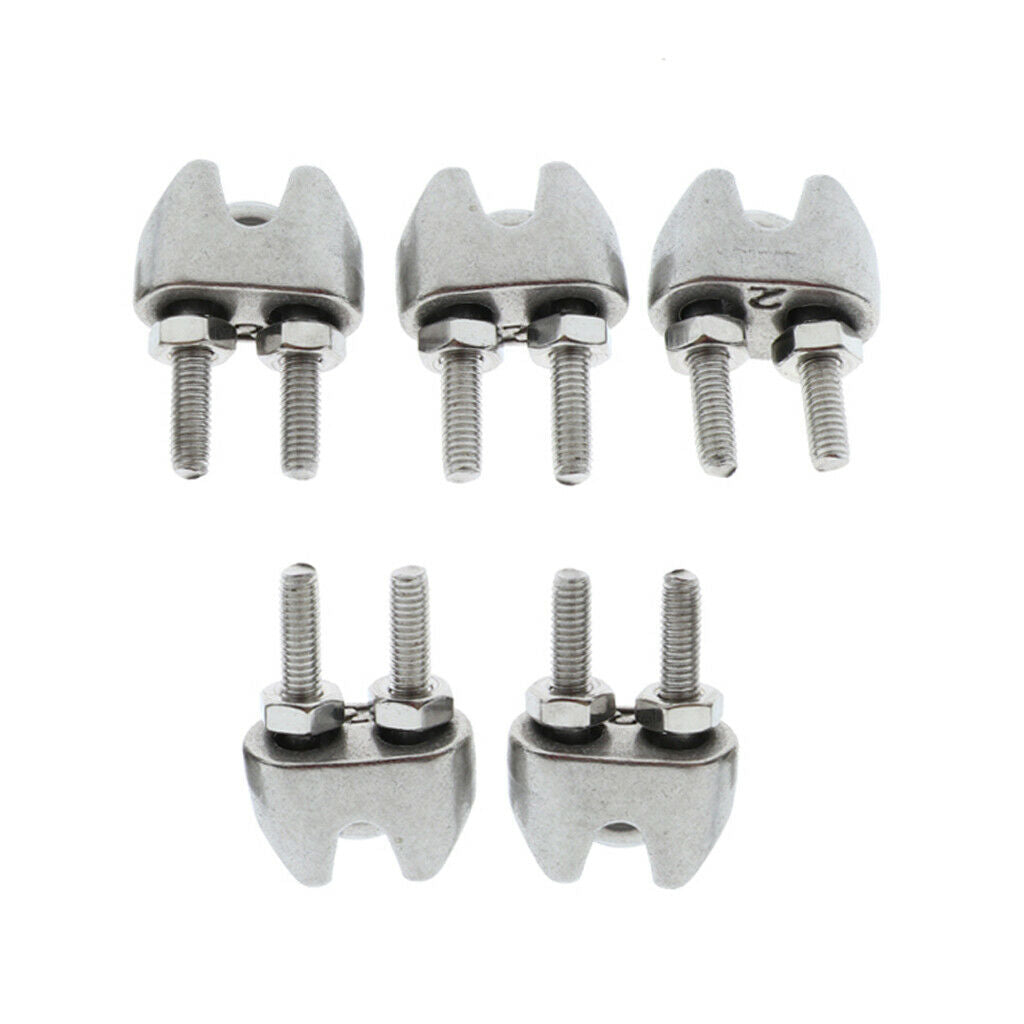 5 Pieces Stainless U-Shape Bolt Saddle Clamps Cable Clips for Wire Rope 2mm